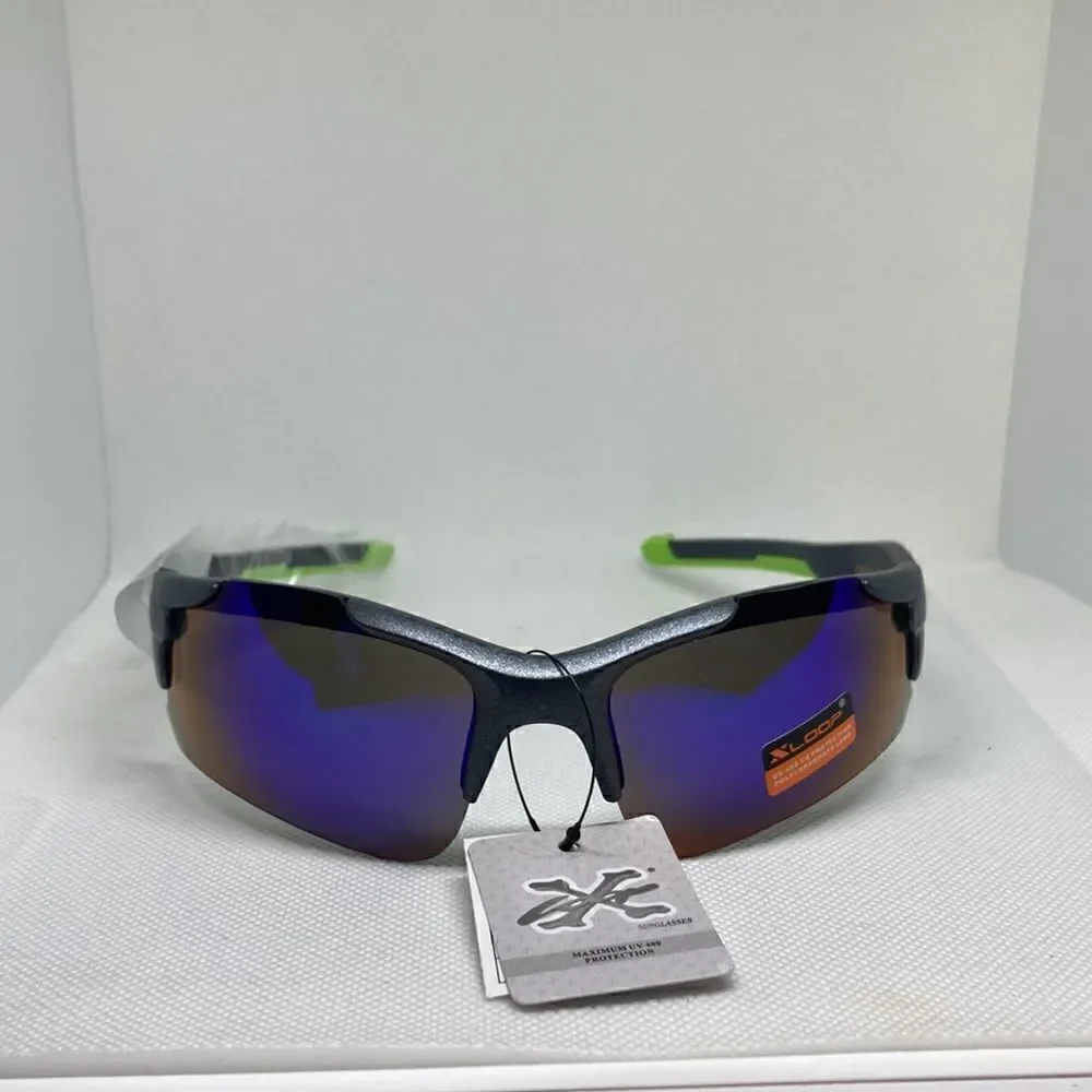 X-Loop Wrap Semi Rimless Mirrored Lens Sunglasses